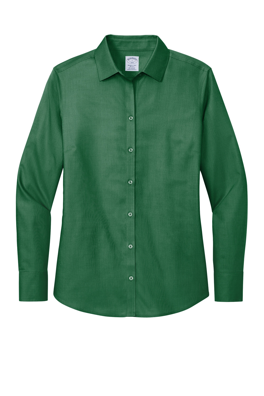 Brooks Brothers Womens Wrinkle Resistant Nailhead Long Sleeve Button Down Shirt Club Green Flat Front
