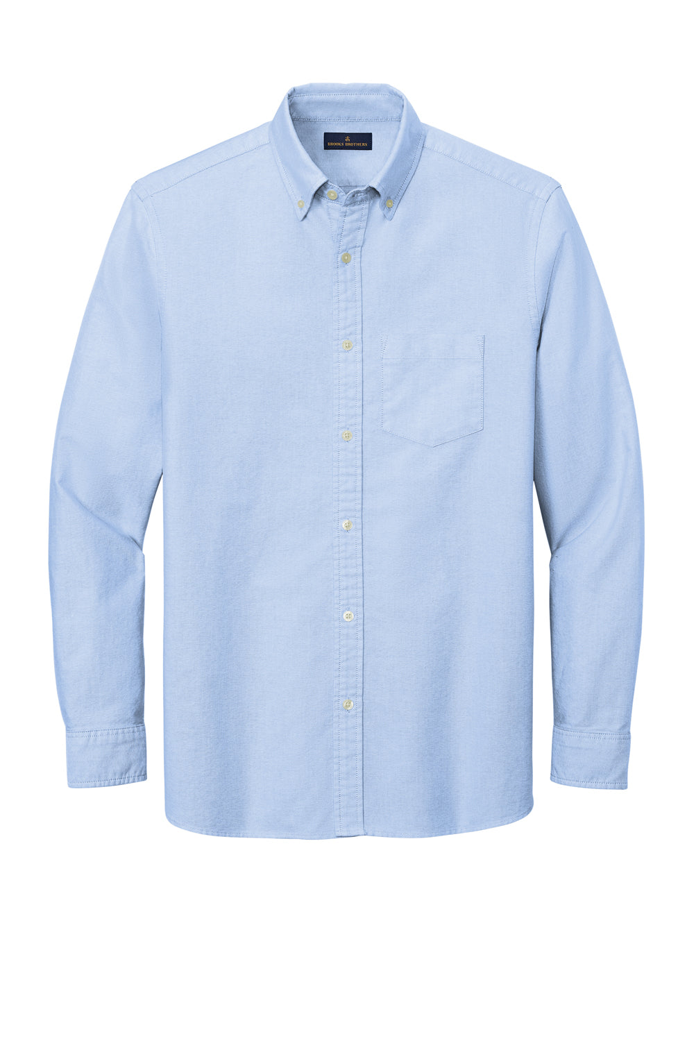 Brooks Brothers Mens Casual Oxford Long Sleeve Button Down Shirt w/ Pocket Newport Blue Flat Front