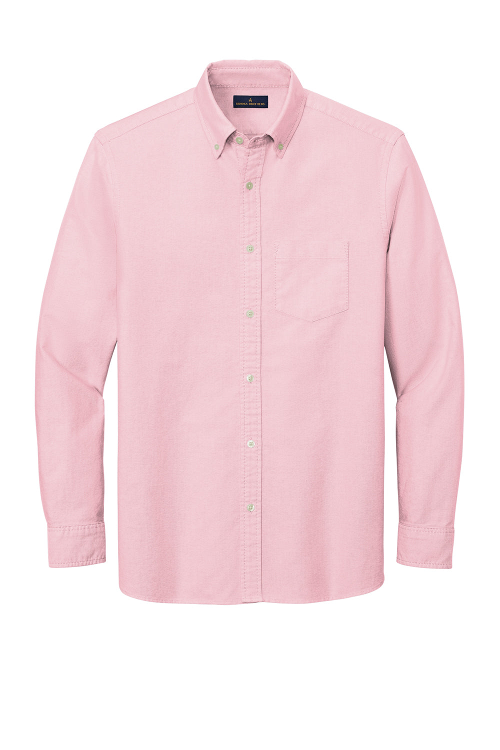 Brooks Brothers Mens Casual Oxford Long Sleeve Button Down Shirt w/ Pocket Soft Pink Flat Front