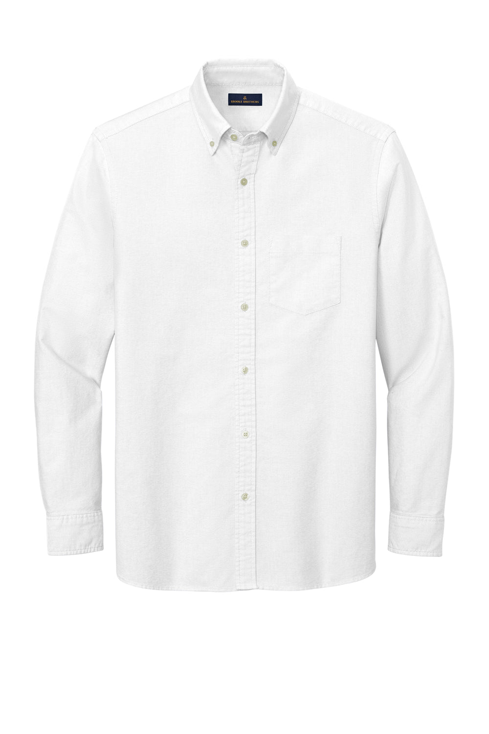 Brooks Brothers Mens Casual Oxford Long Sleeve Button Down Shirt w/ Pocket White Flat Front