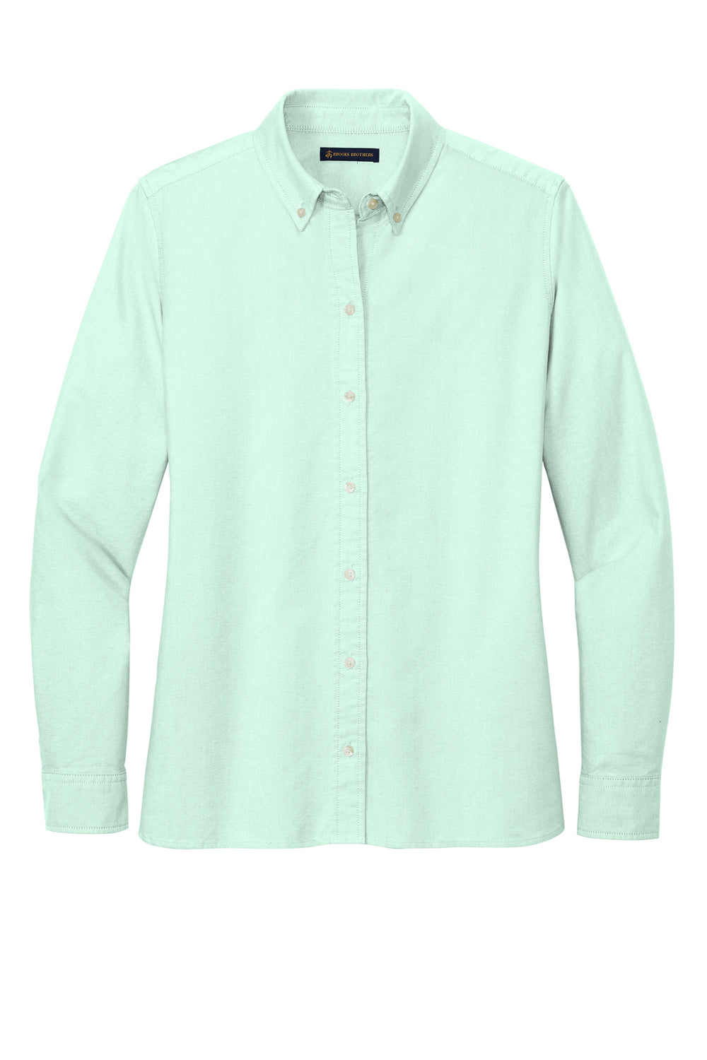 Brooks Brothers Womens Casual Oxford Long Sleeve Button Down Shirt Soft Mint Green Flat Front