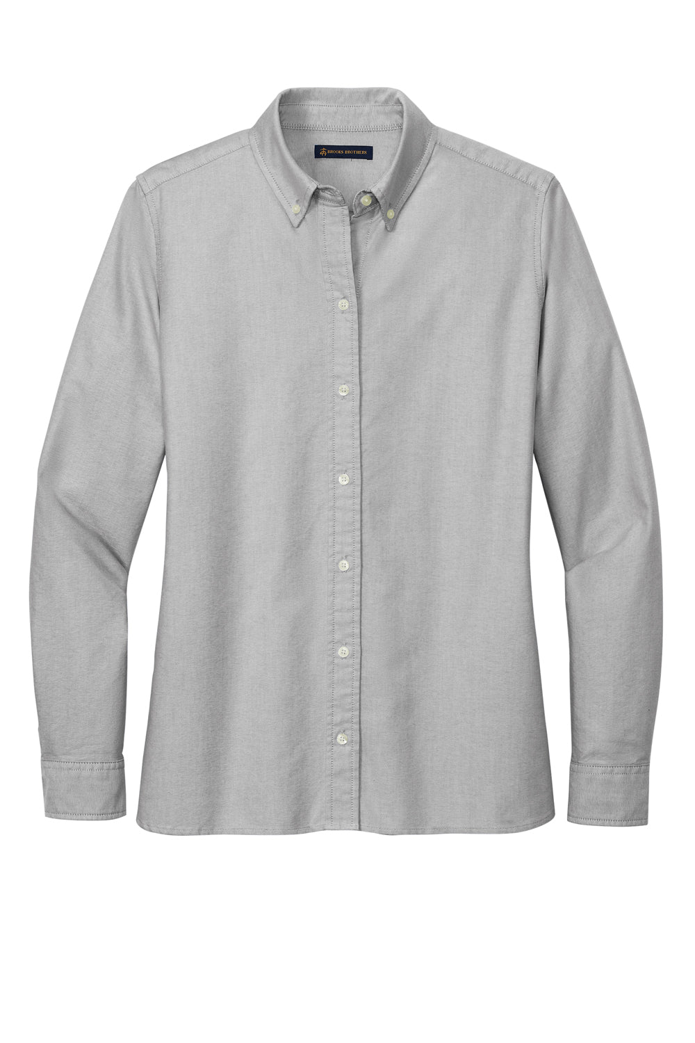 Brooks Brothers Womens Casual Oxford Long Sleeve Button Down Shirt Windsor Grey Flat Front