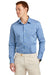 Brooks Brothers Mens Tech Stretch Long Sleeve Button Down Shirt Charter Blue Model Front