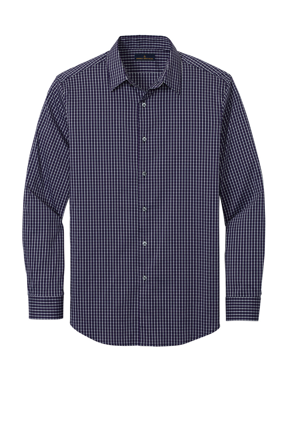 Brooks Brothers Mens Tech Stretch Long Sleeve Button Down Shirt Navy Blue Flat Front