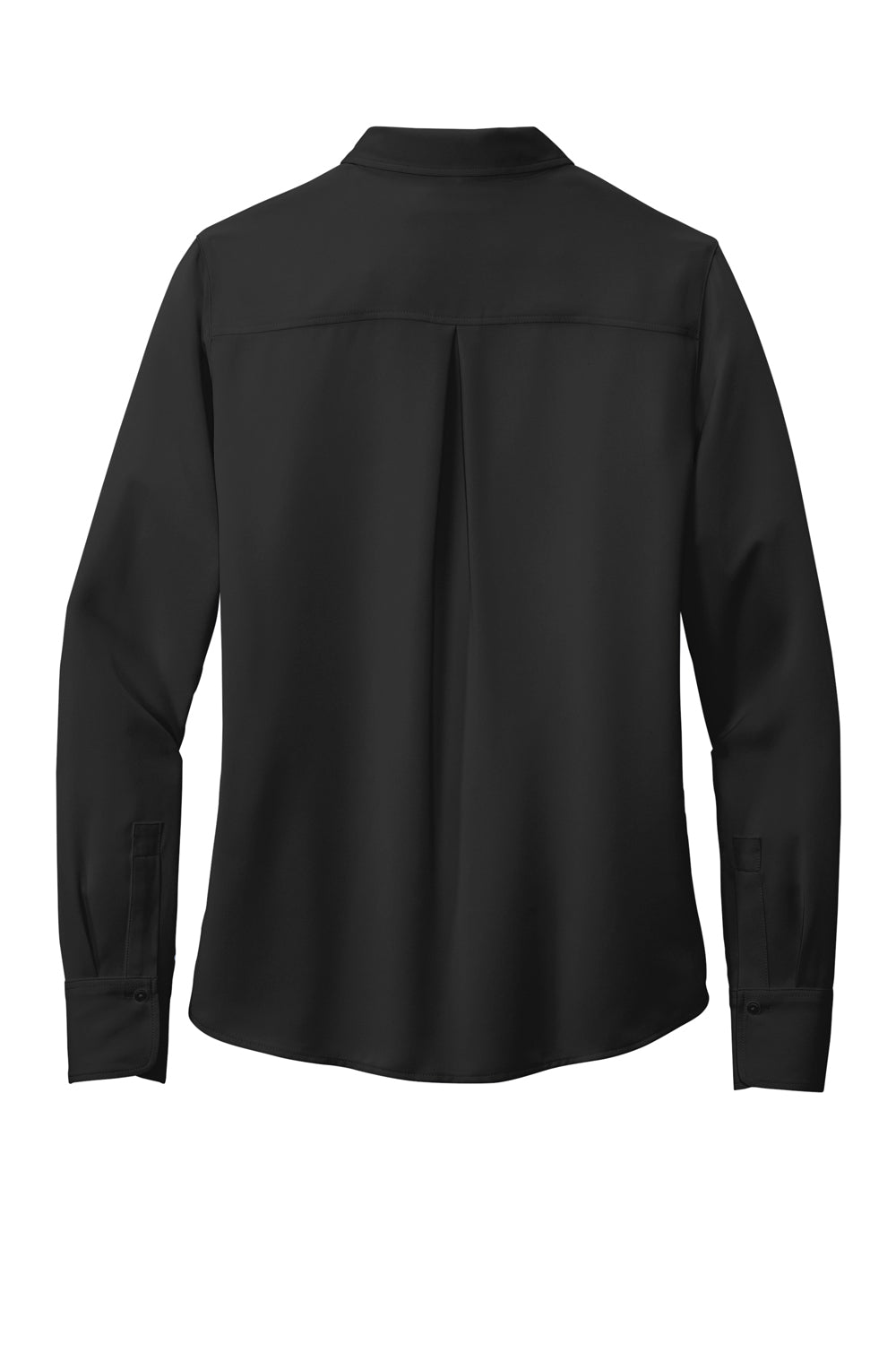 Brooks Brothers Womens Satin Anti Static Long Sleeve Button Down Shirt Deep Black Flat Back