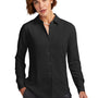 Brooks Brothers Womens Satin Anti Static Long Sleeve Button Down Shirt - Deep Black