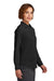 Brooks Brothers Womens Satin Anti Static Long Sleeve Button Down Shirt Deep Black Model Side