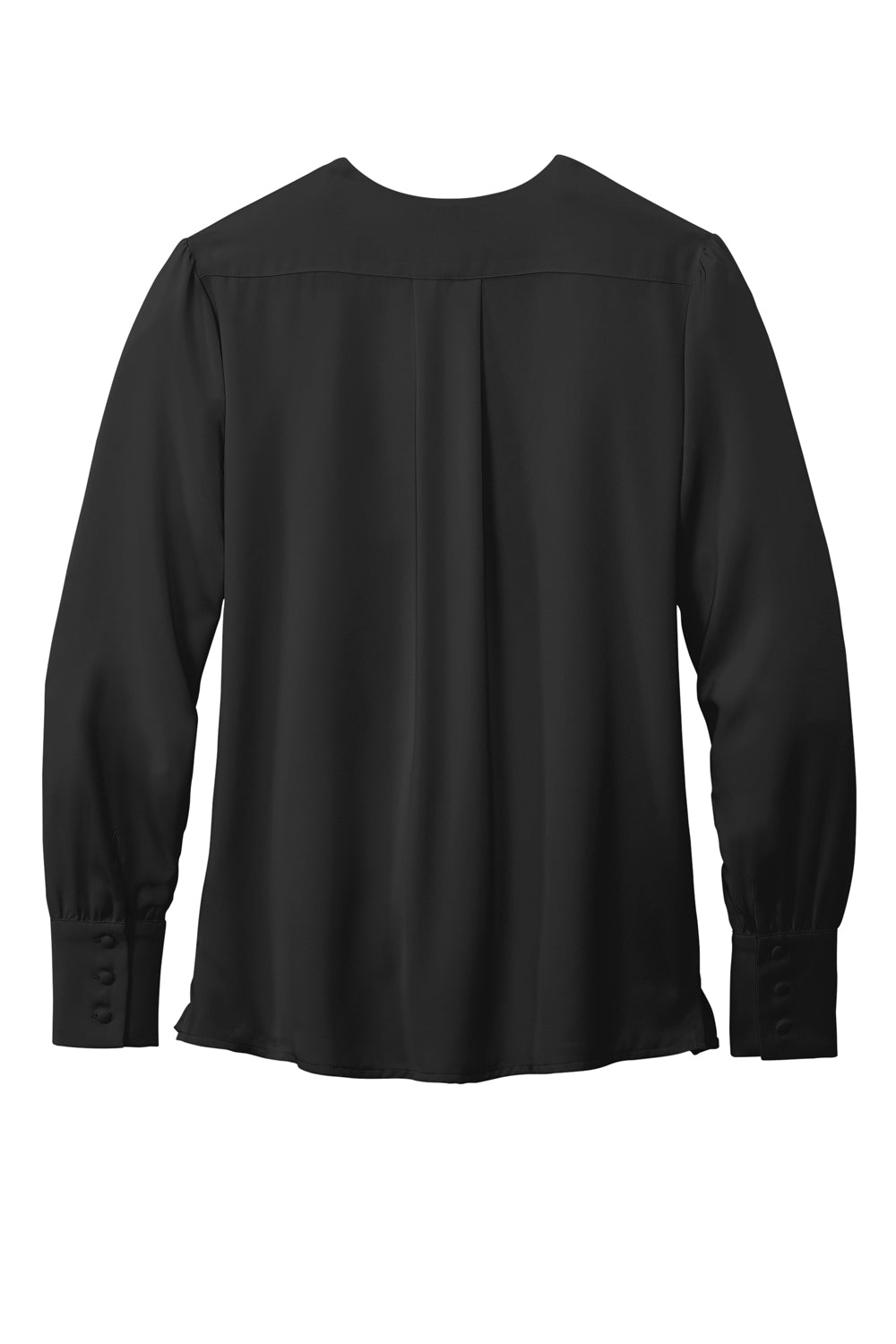 Brooks Brothers Womens Anti Static Open Neck Long Sleeve Blouse Deep Black Flat Back