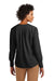 Brooks Brothers Womens Anti Static Open Neck Long Sleeve Blouse Deep Black Model Back