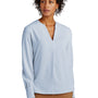 Brooks Brothers Womens Anti Static Open Neck Long Sleeve Blouse - Heritage Blue