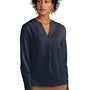Brooks Brothers Womens Anti Static Open Neck Long Sleeve Blouse - Night Navy Blue