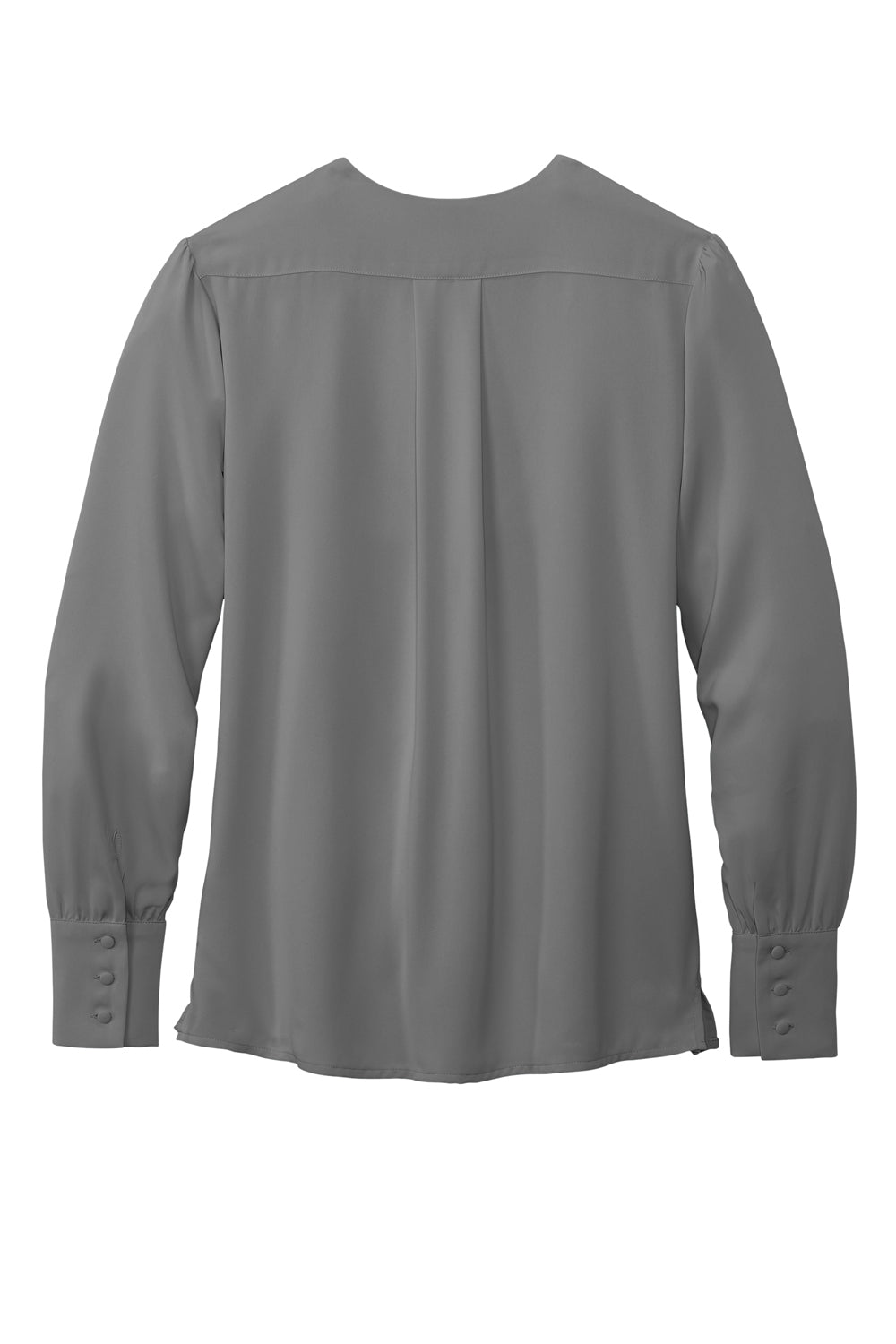 Brooks Brothers Womens Anti Static Open Neck Long Sleeve Blouse Shadow Grey Flat Back