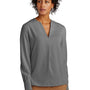 Brooks Brothers Womens Anti Static Open Neck Long Sleeve Blouse - Shadow Grey