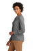 Brooks Brothers Womens Anti Static Open Neck Long Sleeve Blouse Shadow Grey Model Side
