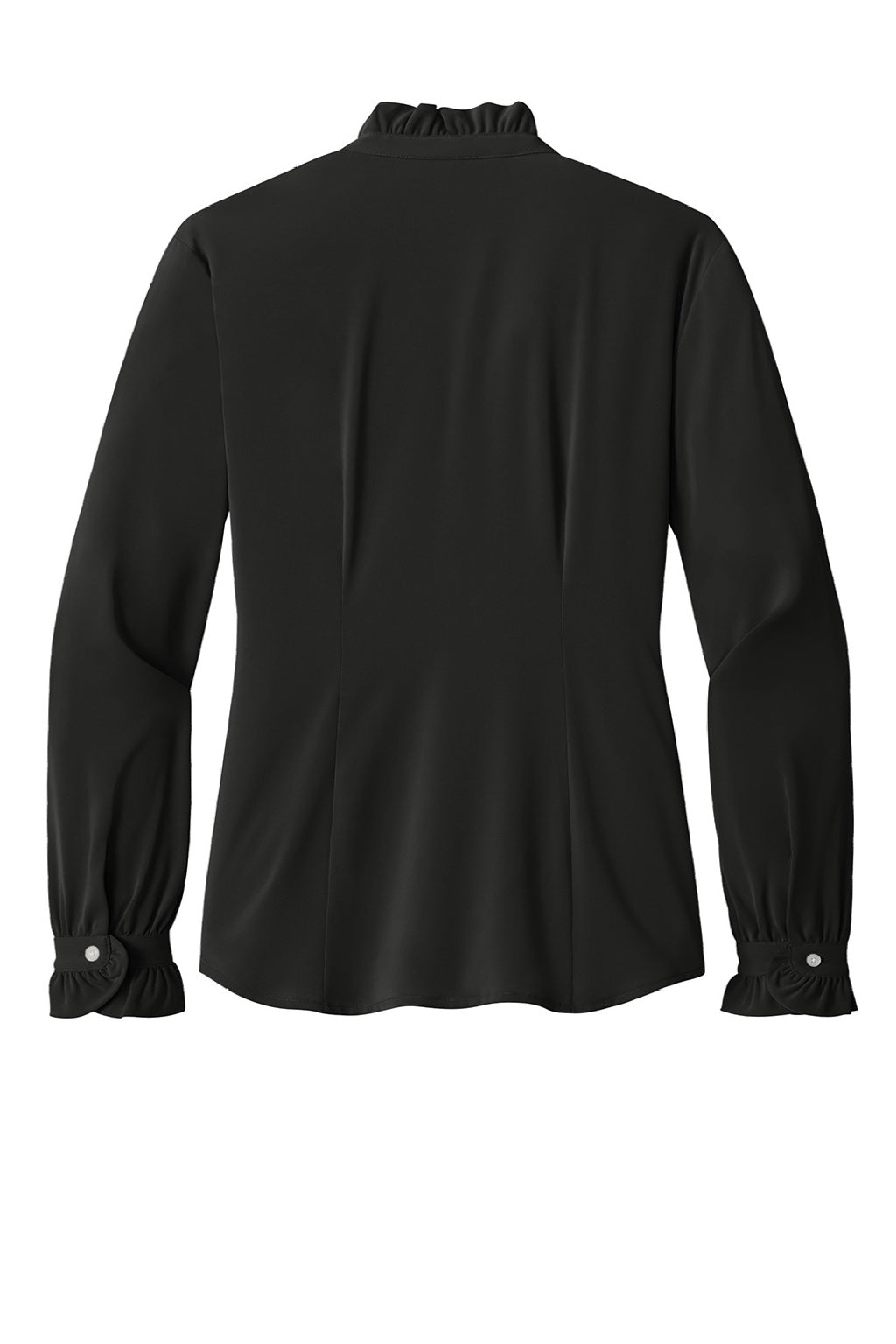 Brooks Brothers BB18011 Womens Ruffle Collar Long Sleeve Button Down Shirt Deep Black Flat Back