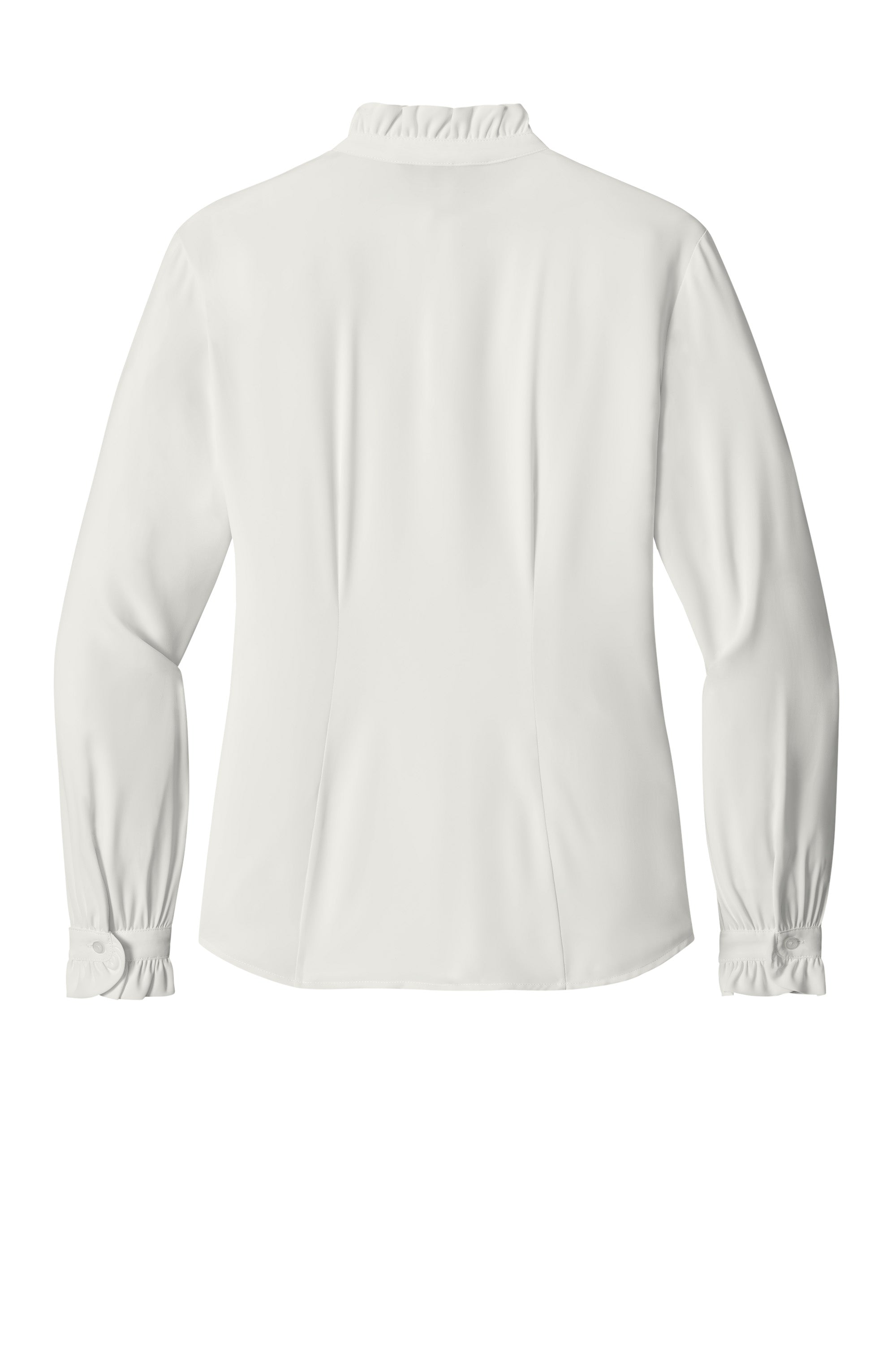 Brooks Brothers BB18011 Womens Ruffle Collar Long Sleeve Button Down Shirt Off White Flat Back