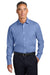 Brooks Brothers BB18012 Mens Wrinkle Free Stretch Pinpoint Long Sleeve Button Down Shirt w/ Pocket Cobalt Blue Model Front