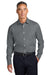 Brooks Brothers BB18012 Mens Wrinkle Free Stretch Pinpoint Long Sleeve Button Down Shirt w/ Pocket Deep Black Model Front