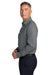 Brooks Brothers BB18012 Mens Wrinkle Free Stretch Pinpoint Long Sleeve Button Down Shirt w/ Pocket Deep Black Model Side