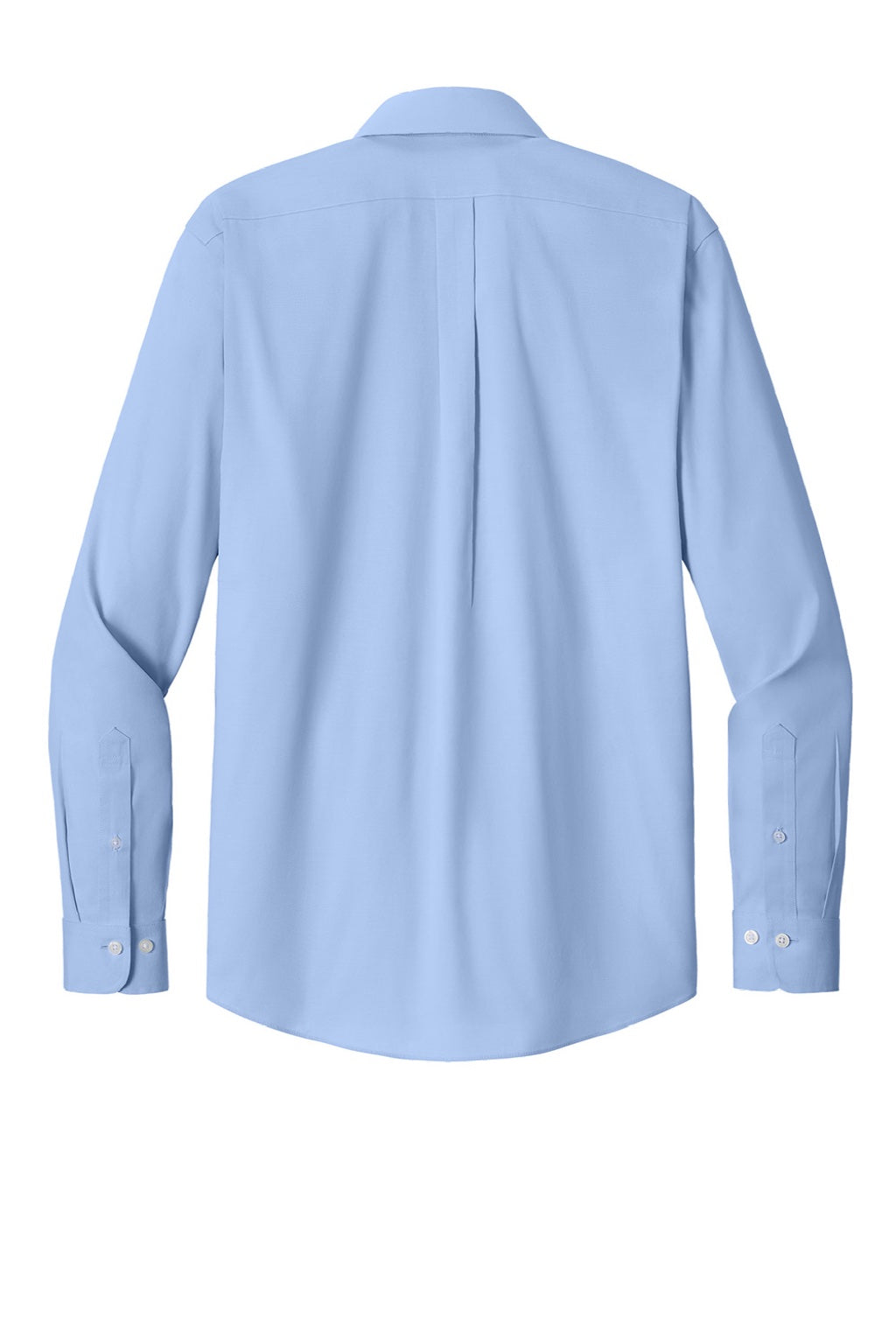 Brooks Brothers BB18012 Mens Wrinkle Free Stretch Pinpoint Long Sleeve Button Down Shirt w/ Pocket Newport Blue Flat Back