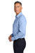 Brooks Brothers BB18012 Mens Wrinkle Free Stretch Pinpoint Long Sleeve Button Down Shirt w/ Pocket Newport Blue Model Side