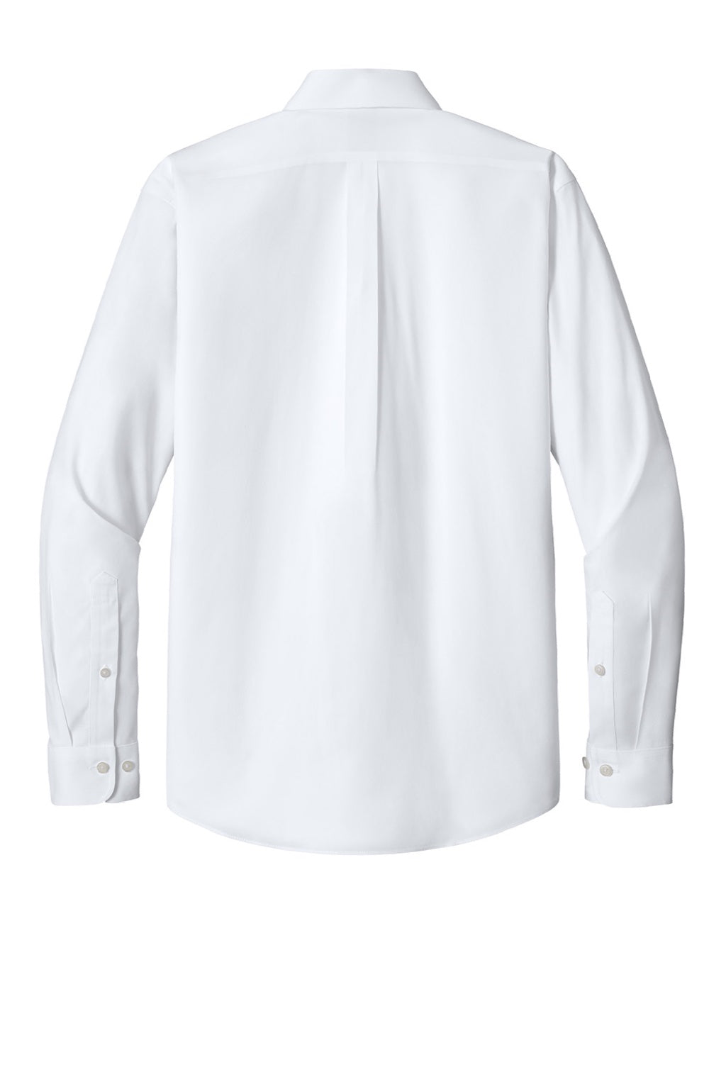 Brooks Brothers BB18012 Mens Wrinkle Free Stretch Pinpoint Long Sleeve Button Down Shirt w/ Pocket White Flat Back