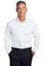Brooks Brothers BB18012 Mens Wrinkle Free Stretch Pinpoint Long Sleeve Button Down Shirt w/ Pocket White Model Front