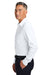 Brooks Brothers BB18012 Mens Wrinkle Free Stretch Pinpoint Long Sleeve Button Down Shirt w/ Pocket White Model Side