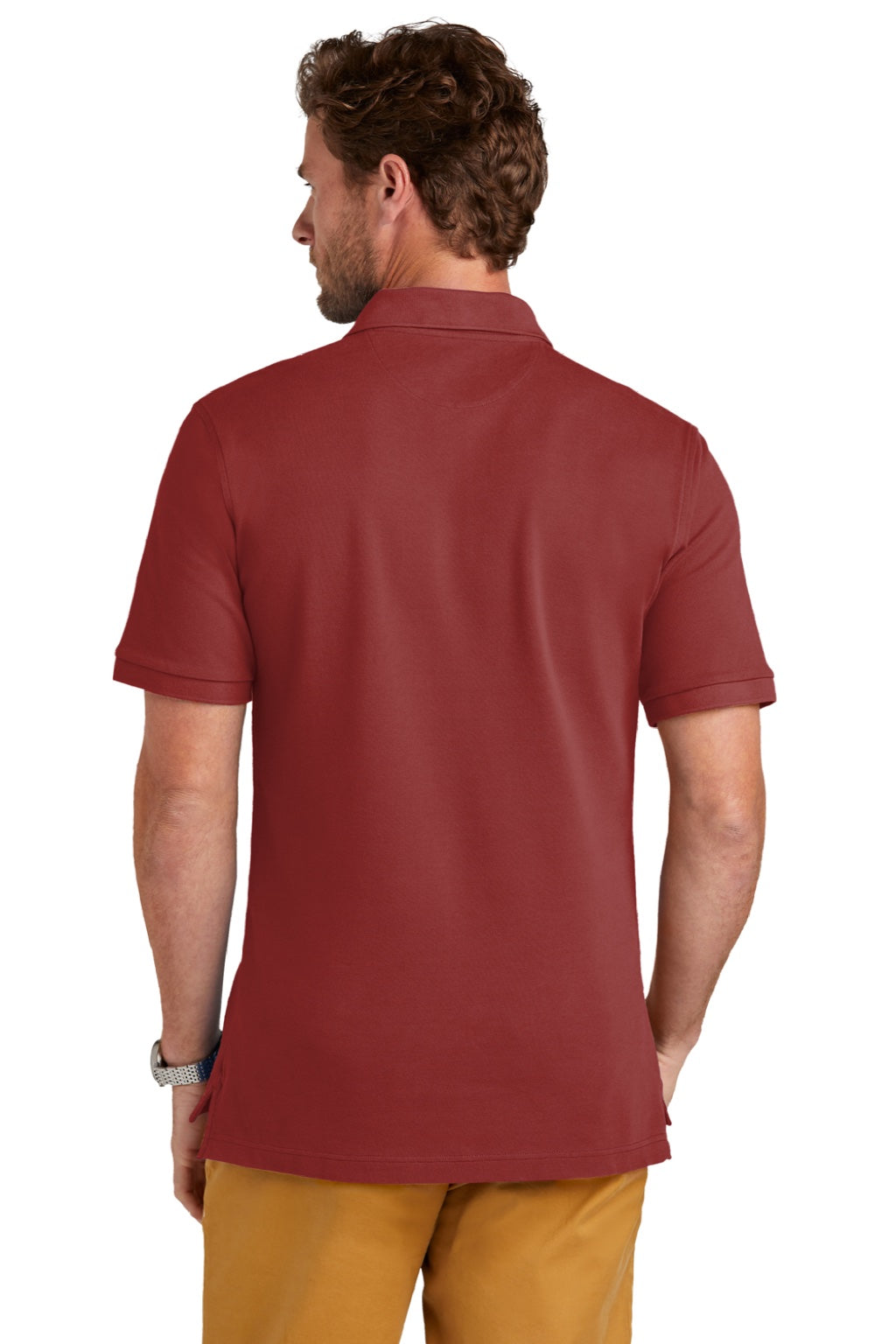 Brooks Brothers Mens Short Sleeve Polo Shirt Rich Red Model Back