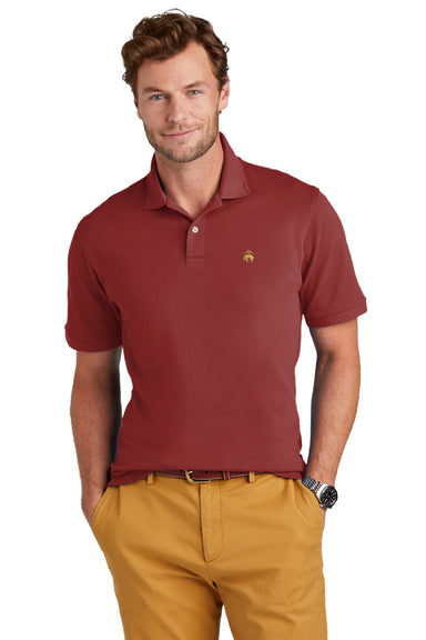 Brooks Brothers Mens Short Sleeve Polo Shirt Rich Red Model Front