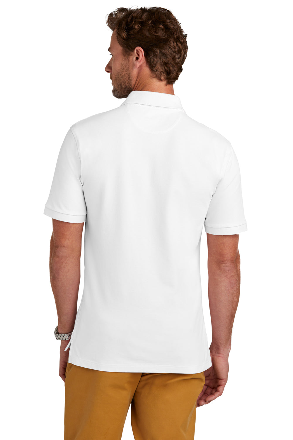 Brooks Brothers Mens Pique Short Sleeve Polo Shirt White Model Back