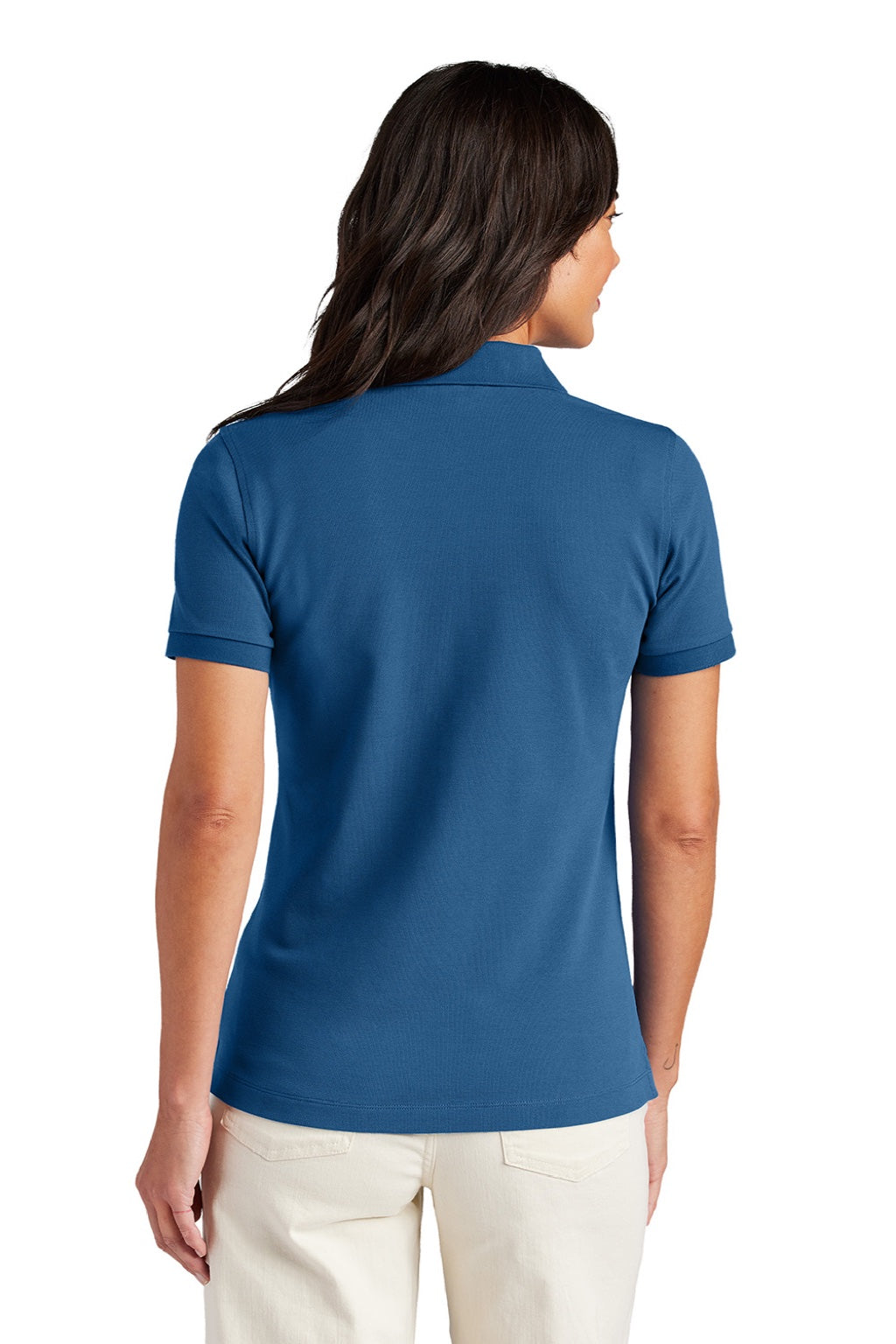 Brooks Brothers BB18201 Womens Short Sleeve Polo Shirt Charter Blue Model Back