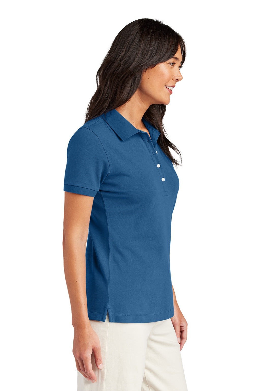 Brooks Brothers BB18201 Womens Short Sleeve Polo Shirt Charter Blue Model Side