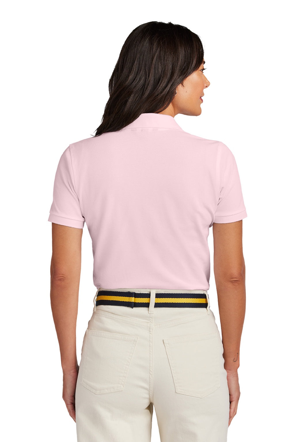Brooks Brothers BB18201 Womens Short Sleeve Polo Shirt Pearl Pink Model Back