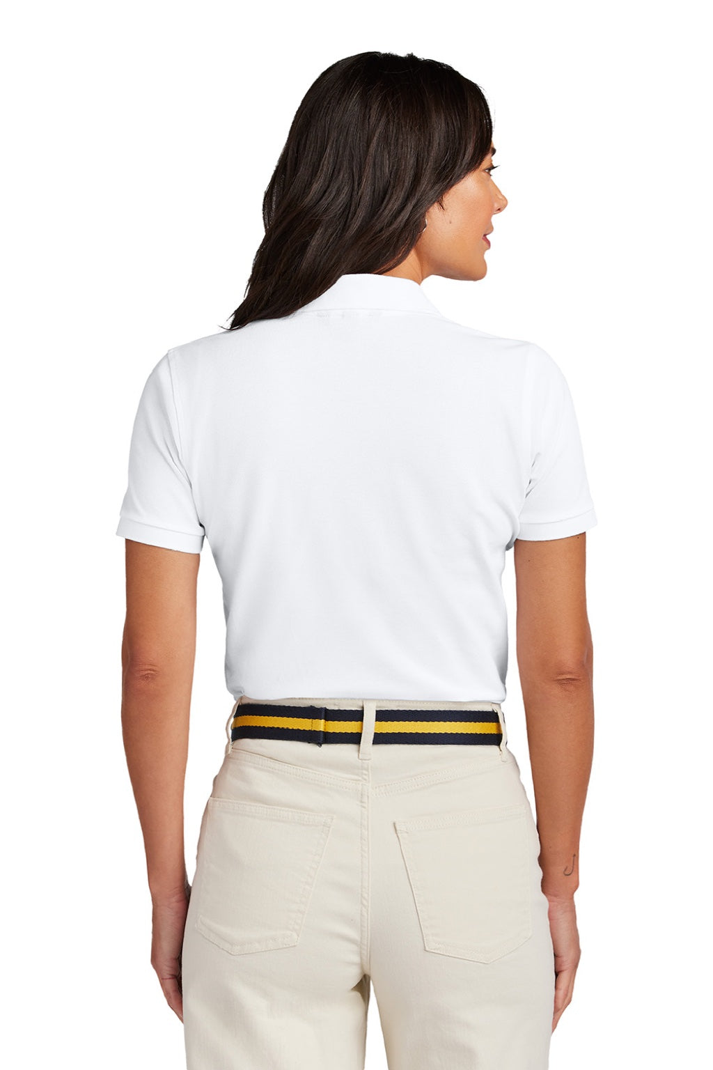 Brooks Brothers BB18201 Womens Short Sleeve Polo Shirt White Model Back