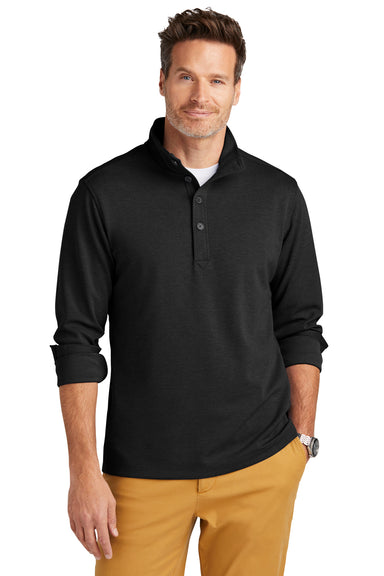 Brooks Brothers Mens 1/4 Button Down Sweatshirt Heather Black Model Front