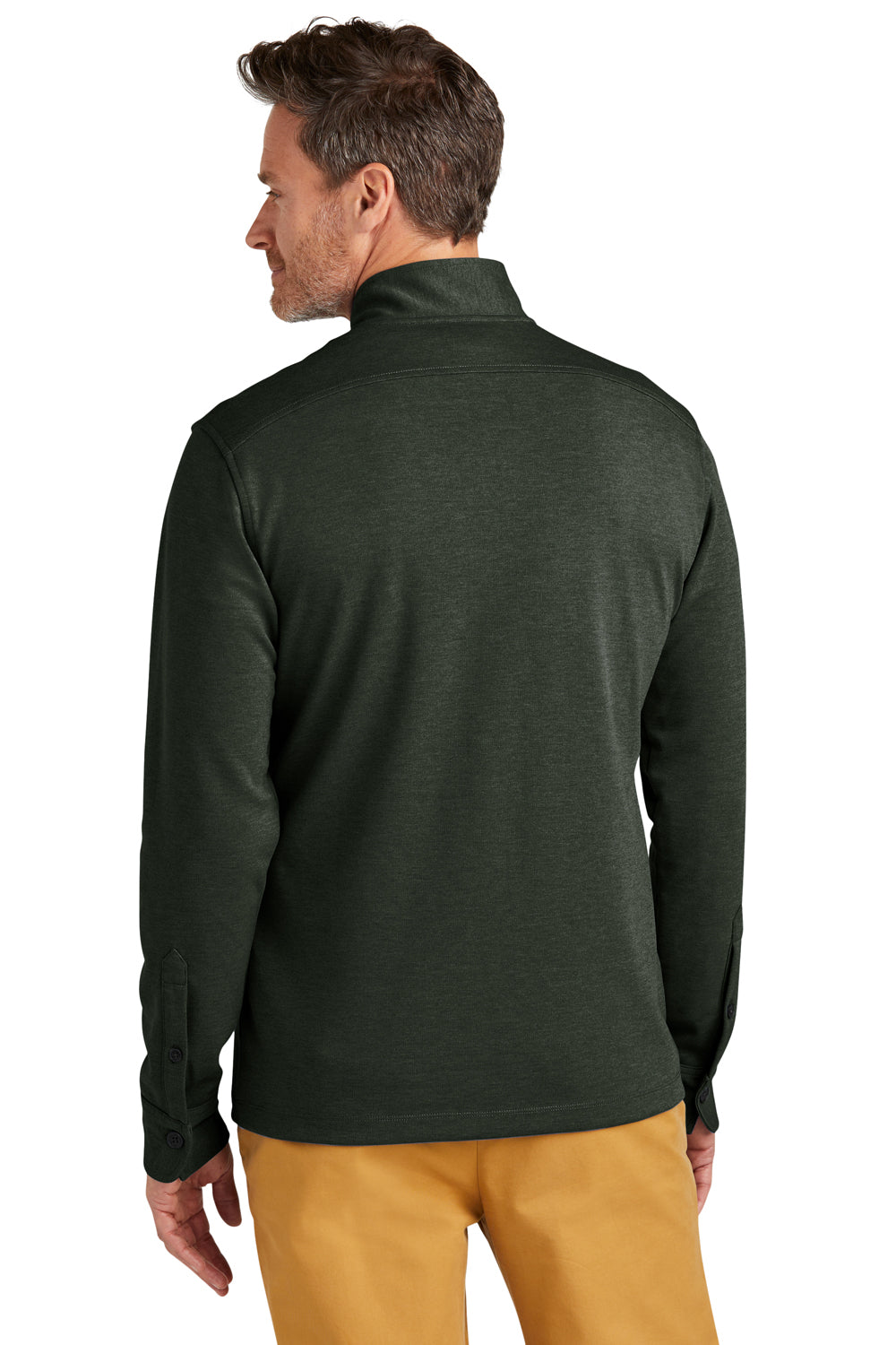 Brooks Brothers Mens 1/4 Button Down Sweatshirt Heather Pine Green Model Back