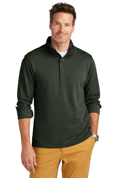 Brooks Brothers Mens 1/4 Button Down Sweatshirt Heather Pine Green Model Front