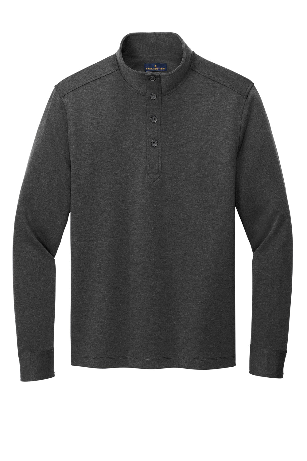 Brooks Brothers Mens 1/4 Button Down Sweatshirt Heather Windsor Grey Flat Front