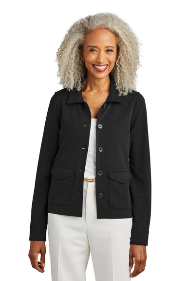 Brooks Brothers Womens Button Down Jacket Heather Black Model Front