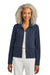 Brooks Brothers Womens Button Down Jacket Heather Navy Blue Model Front