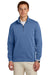 Brooks Brothers Mens Double Knit 1/4 Zip Sweatshirt Charter Blue Model Front