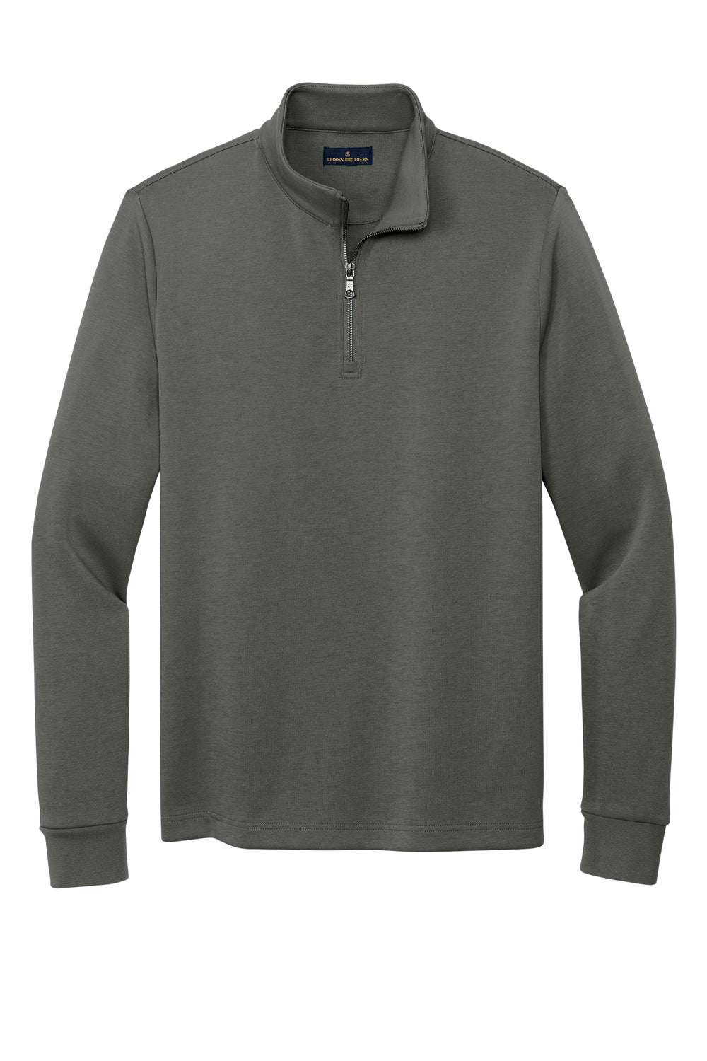 Brooks Brothers Mens Double Knit 1/4 Zip Sweatshirt Windsor Grey Flat Front