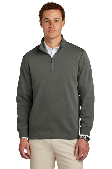 Brooks Brothers Mens Double Knit 1/4 Zip Sweatshirt Windsor Grey Model Front