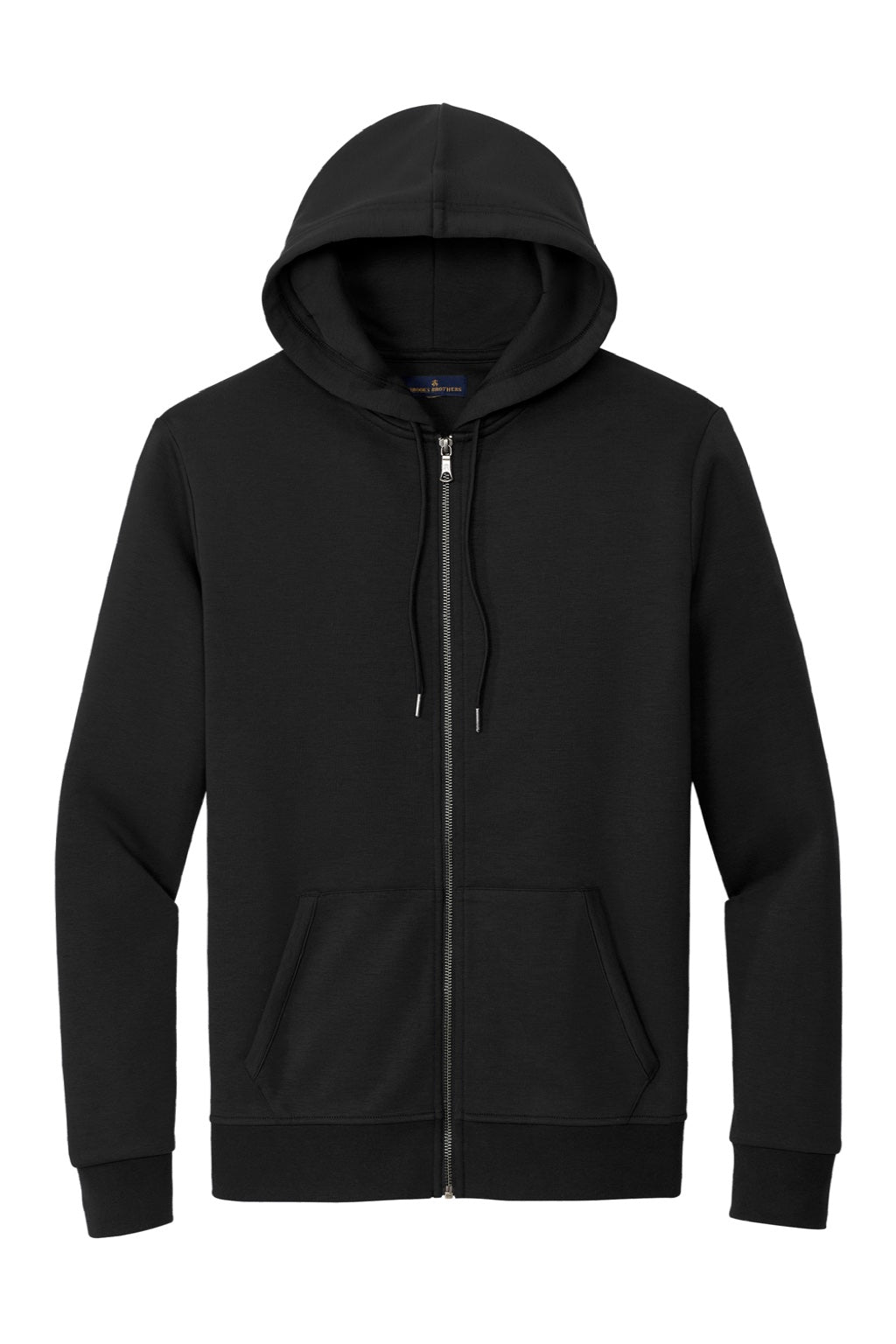 Brooks Brothers Mens Double Knit Full Zip Hooded Sweatshirt Hoodie w/ Pockets Deep Black Flat Front