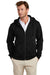Brooks Brothers Mens Double Knit Full Zip Hooded Sweatshirt Hoodie w/ Pockets Deep Black Model Front