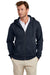 Brooks Brothers Mens Double Knit Full Zip Hooded Sweatshirt Hoodie w/ Pockets Night Navy Blue Model Front