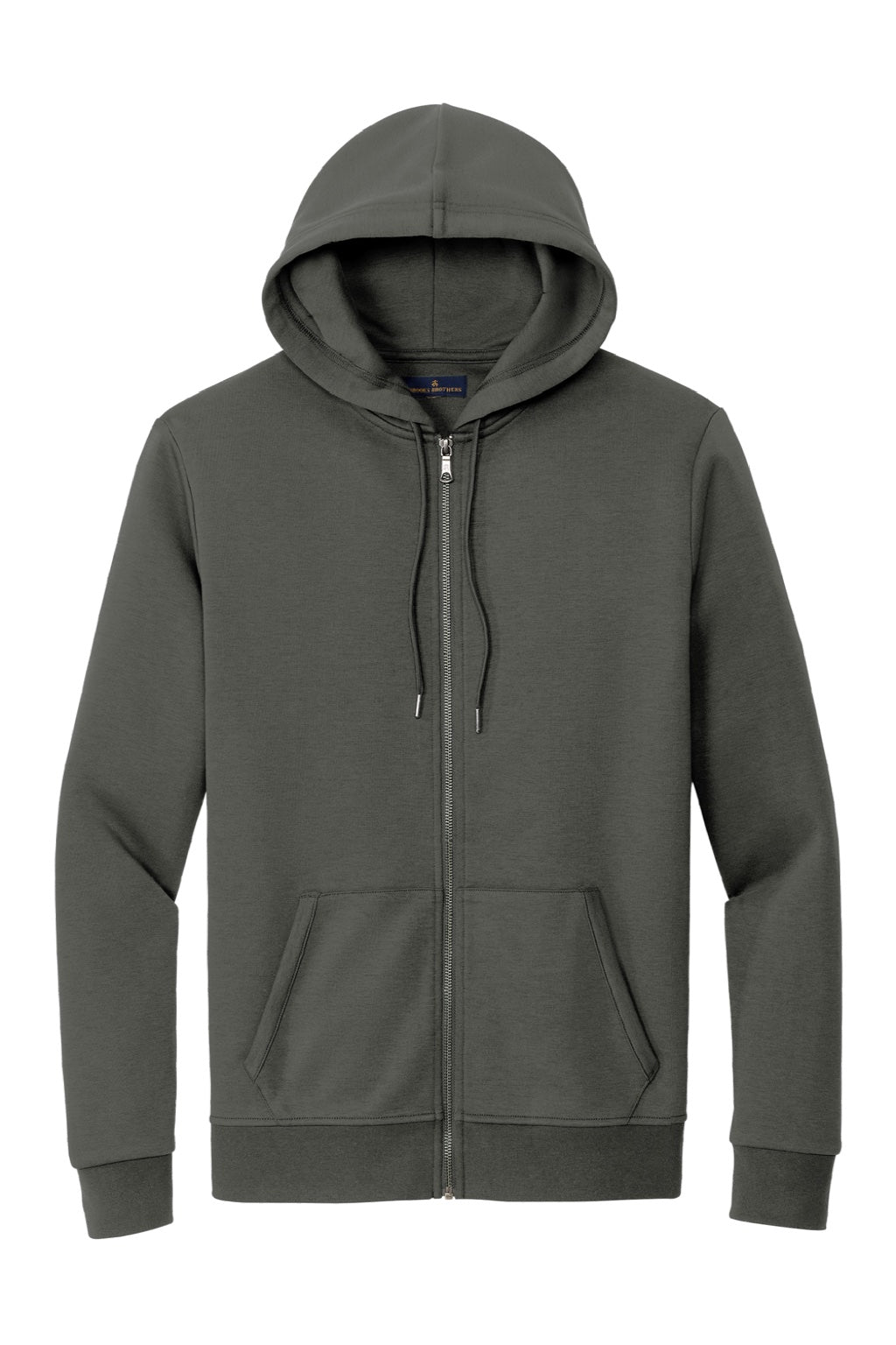 Brooks Brothers Mens Double Knit Full Zip Hooded Sweatshirt Hoodie w/ Pockets Windsor Grey Flat Front
