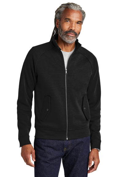 Brooks Brothers Mens Double Knit Full Zip Sweatshirt Deep Black Model Front