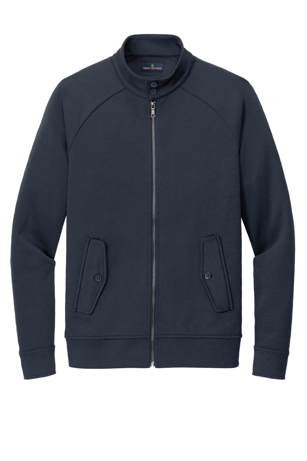 Brooks Brothers Mens Double Knit Full Zip Sweatshirt w/ Pockets Night Navy Blue Flat Front